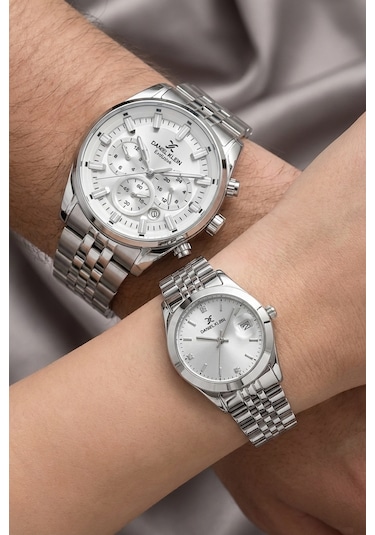 Daniel Klein 8682308449832 Special Edition Çelik Kordonlu Takvimli Sevgili Çift Kol Saatleri Gümüş