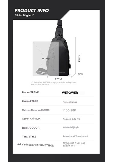 Erkek Büyük Kapasiteli Günlük Çapraz Çanta Koyu Mavi