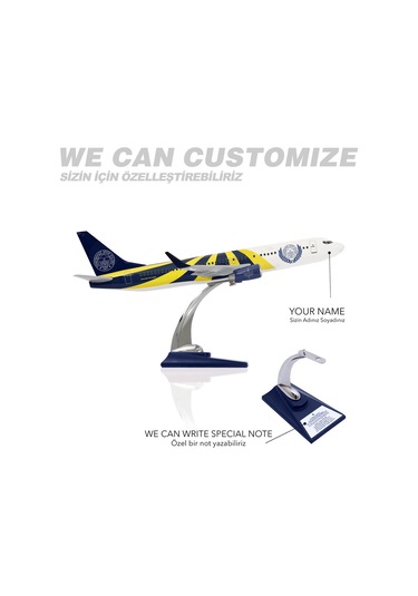Zekupp Boeing 737-800 1/100 Ölçek Fenerbahçe Lisanslı Sarı Lacivert Tasarım Maket Uçak