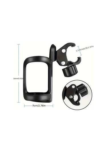 Cordial Siyah Pp Bisiklet Bardak Tutucu 360 Derece Döner Elastik Tutuş Çocuk Arabası Aksesuarı Siyah