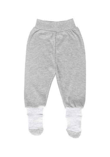 Yenidoğan Bebek Çoraplı Tek Alt Pantolon Gri
