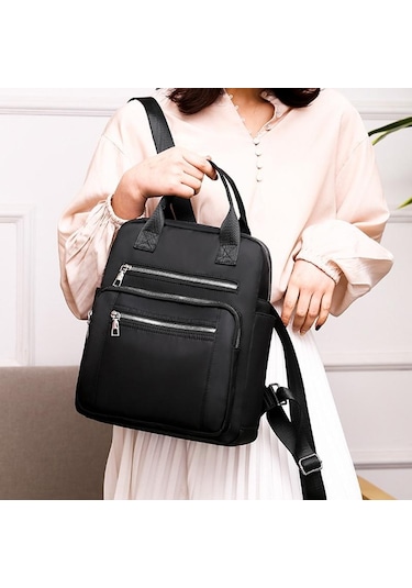 Siyah Yogodlns Moda Yeni Sırt Çantası Kadın Büyük Kapasiteli Okul Çantası Genç Seyahat İçin Su Geçirmez Oxford Sırt Çantası Basit Siyah Paket Siyah