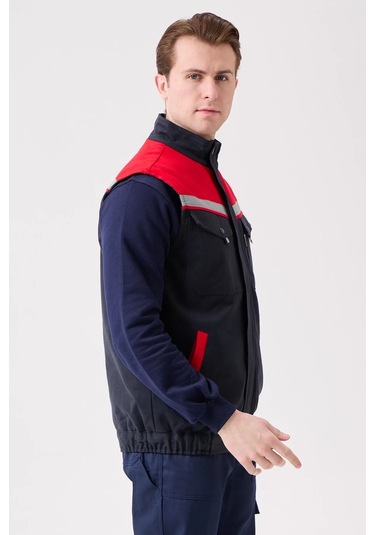 Kışlık İş Yeleği Grikırmızı Gabardin Çok Cepli Royal Sıcak Tutucu Rüzgar Geçirmez Reflektörlü Lacivert-kırmızı Kışlık İş Yeleği Grikırmızı Gabardin Çok Cepli Royal Sıcak Tutucu Rüzgar Geçirmez Reflektörlü Lacivert-kırmızı