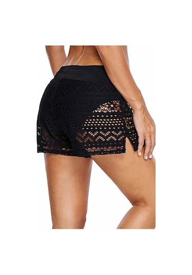 Angelsin Siyah Dantel Deniz Şortu Birleşik Bikini Alt (402449898)