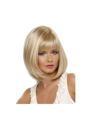 Sarışın Kısa Kadın Peruk Doğal Tam Sentetik Düz Saç Çok Renkli