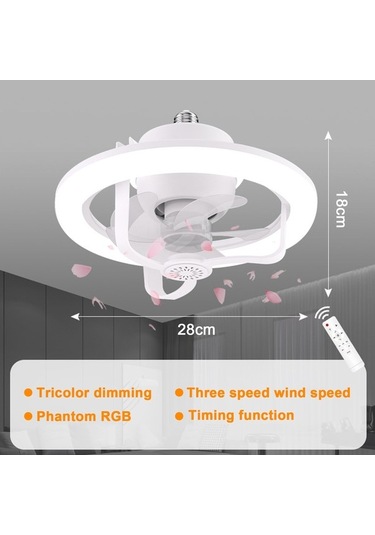 Uzaktan Kumandalı 50w Led Fan Işığı E27 Hareketli Kafa Rgb Tavan Vantilatörü Lambası Aromaterapi Renkli Yatak Odası Kısı Diğer