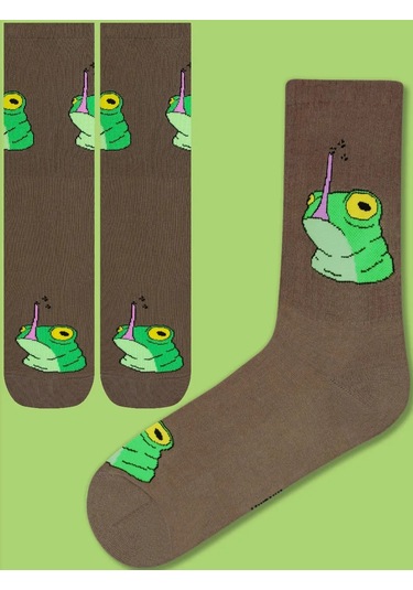 Kingkit Desenli Ve Desenli Eğlenceli Uzun Çoraplar Ördek Lambası Desenli 1 Çift 462263073 Kahverengi