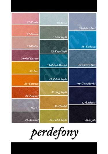 Perdefony 43 Renk Güneşlik Fon Perde Düz Dikim