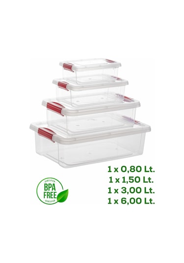 Porsima Org-466 Fresh 4 Lü Çok Amaçlı Kapaklı Saklama Kabı Seti