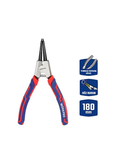 Workpro Wp231150 180mm Cr-v Düz Yaylı Profesyonel Dış Segman Pensesi