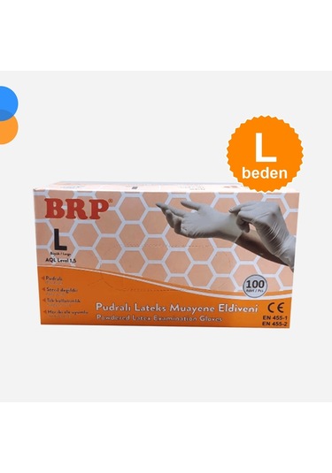 Brp Lateks Pudralı Eldiven Large L 100'lü Kutu