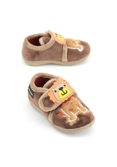 Gezer Erkek Çocuk Bebek Kışlık Cırtlı Ayarlanabilir Günlük Okul Kreş Panduf Ayakkabı Kahverengi