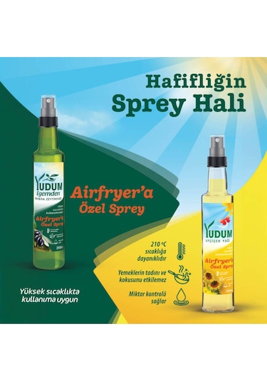 Yudum Sprey Zeytinyağı 250 Ml Airfryer'a Özel Sprey Riviera Zeytinyağı