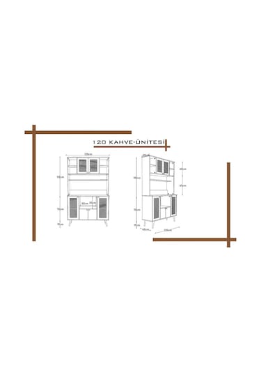 Kahve Köşesi 120 Cm %100 Mdf Panjur Kapak Çok Amaçlı Dolap Gri