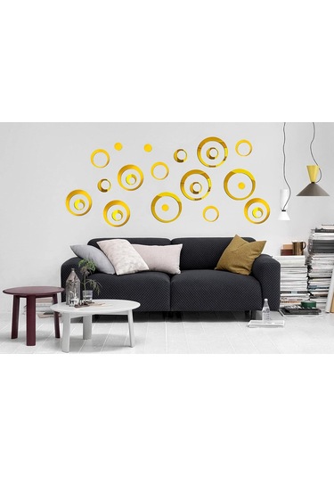 Hombey Gümüş Altın Akrilik Ayna Dekoratif Duvar Sticker, Uv Baskılı Mat Vernikli Duvar Dekoru