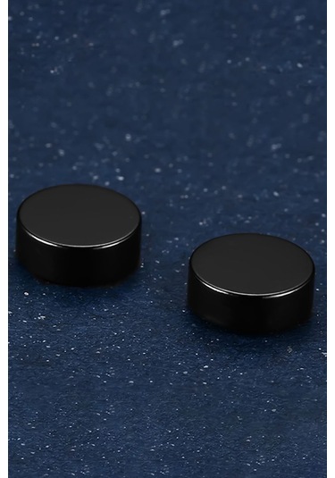 Chavin 10 Mm Bayan Erkek Mıknatıslı Siyah Çelik Küpe Df22sy-10 Siyah