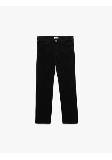 Koton Cepli Düğme Detaylı Düz Paça Pamuklu Pantolon Siyah 6wkg40017aw Siyah
