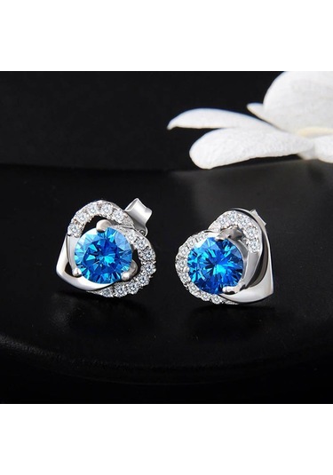 Mavi Tancise 925 Ayar Gümüş Zirkon Küpe Damla Küpe Kadınlar Için Düğün Hediyeleri