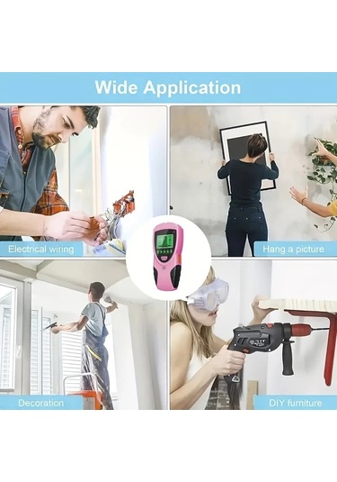 Xuweiwei Pembe Stud Dedektor 5 İn 1 Akilli Mikroislemci Cip Hd Lcd Ekranli Merkez Kenar Sensoru Ahsap Metal Tel Kiriş Boru Bulucu