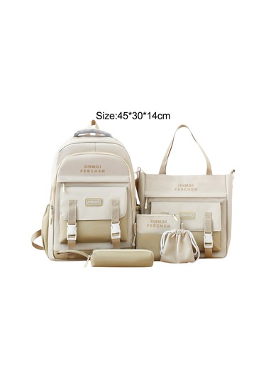 Suntek Okul Çantaları Set Tuval Sırt Çantası Kalem Çanta Bej