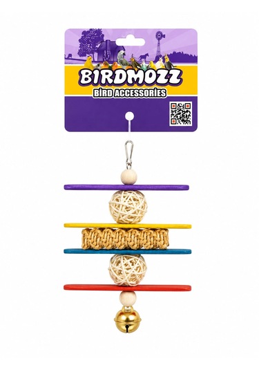 Birdmozz Premium Hasır Örgülü Çubuklu Kuş Oyuncağı