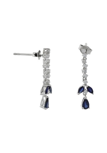 Doğal Safir Taşlı Sallantılı Pırlanta Küpe Sarı