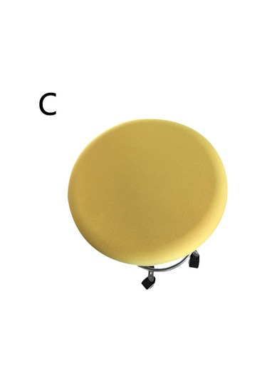 Sarı 1pc Streç Spandex Elastik Yuvarlak Sandalye Kapak Slipcover Düz Renk Basit Yıkanabilir