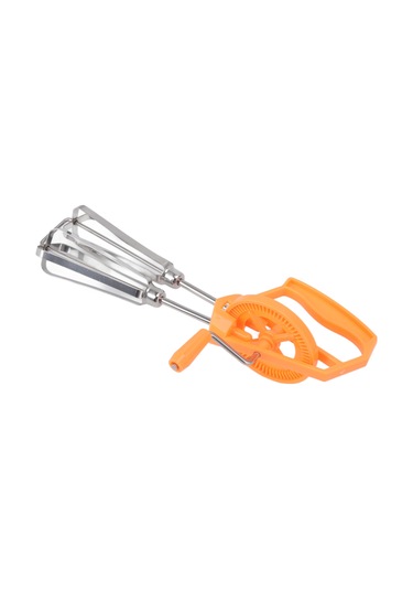 Geeroyoo Stainless Steel El Döndürmeli Çift Başlı Elle Kek Hamuru, Yumurta Ve Yağ Karıştırıcı - Otomatik Rotasyonlu, Dayanıklı, Turuncu Turuncu