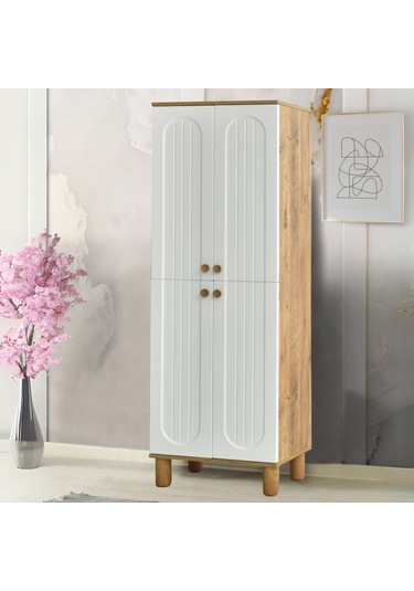 Lidya Portmanto Dolabı - Atlantik Çam - Beyaz Atlantik Çam - Beyaz