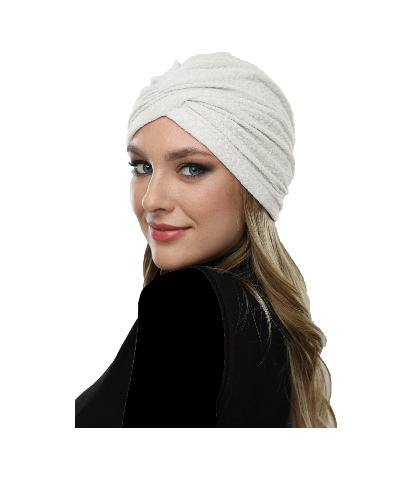 Brokar W Krem Hazır Türban Tesettür Bone Krem