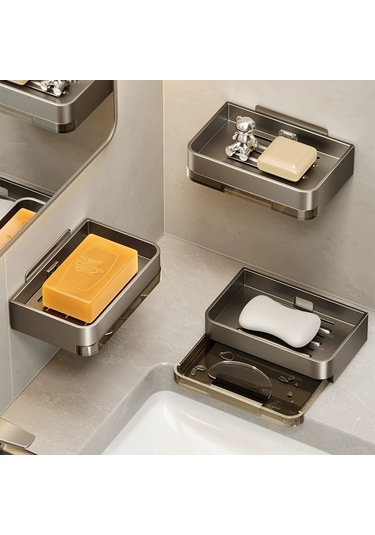 Yunboo Banyo Duvar Tipi Sabun Konteyneri, Delme Yok Kurulum, İki Katlı Sulama Özelliği, Ev Kullanıma Uygun, Detachable Temizlenebilir,伯爵 Siyah 1 Adet Diğer