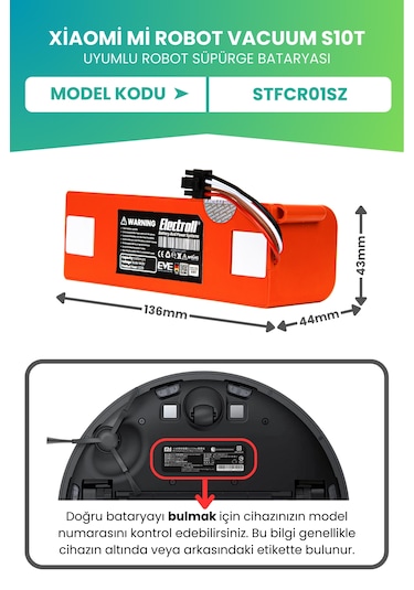 Xiaomi Mi Robot Vacuum S10t Uyumlu Batarya 6400mah