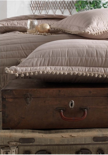 Clasy Çift Kişilik Kapitone Yatak Örtüsü Takımı Pedra Kahve Kahverengi