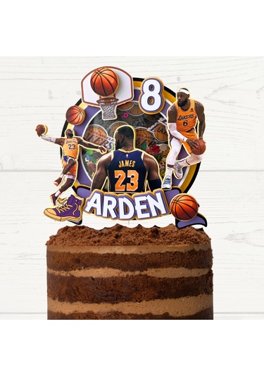 Basketbol Temalı Erkek Çocuk Doğum Günü İsme Özel 3d Pasta Süsü Cake Topper Çocuk