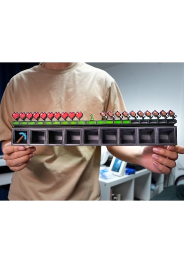 Minecraft Kalp Ve Kazma Temalı Envanter Slotu 30 Cm Uzunluğunda 3d Baskı Masaüstü Süs / Dekorasyon 30 CM