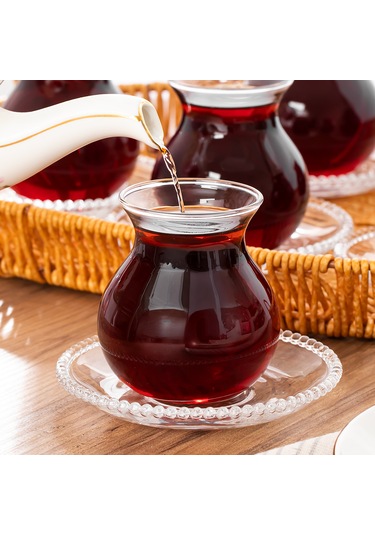 Perotti Mercan 12 Parça Cam Çay Takımı 210ml Çay Seti Şeffaf