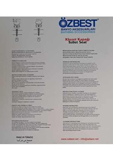 Özbest Ege Anatolia Akdeniz 36 X 43 Cm Normal Kapanan Plastik Klozet Kapağı Beyaz