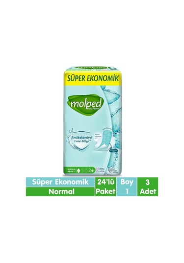 Molped Süper Ekonomik Antibakteriyel Ped Normal 3 x 24'lü