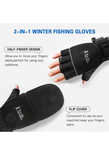 Wezone Kış Sporları İçin Sıcak Tutan Balıkçı Eldiveni - Gri, L Boy Gri