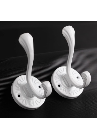 Mufunye Beyaz Metal Duvarlı Gardırop Kanca Seti 5 Adet - Vantiyer/banyo İçin Kıyafet, Anahtar, Şapka Takımı - Somunlar Dahil Beyaz