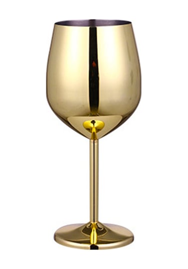 Kosona Altın Renkli Paslanmaz Çelik Şampanya Bardağı - Kreatif Metal Kadeh, Bar Ve Restoran Kullanıma Uygun, 500 Ml Altın