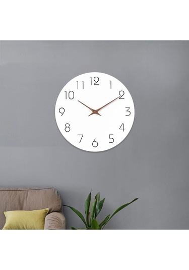 Homyl Arap Rakamları İle 12 Inç Duvara Asılan Saat Beyaz