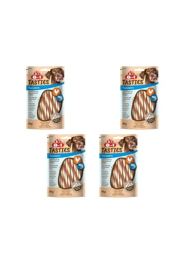 8in1 Tasties Twisters Tavuklu Balıklı Burgu Köpek Ödülü 4 x 85 G