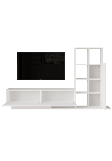 Robin Home Lotus Tv Ünitesi Kapaklı Kitaplık Raf Beyaz