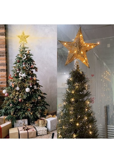 Xianwen Geeroyoo Parlak Yıldız Şekilli Noel Ağacı Tepe Süsü -
