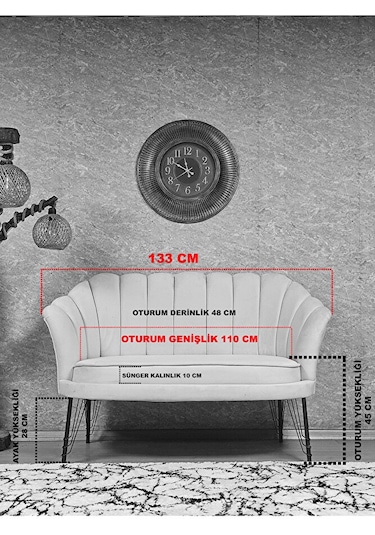 İkili İstiridye Gold Kaplama Telli Ayak Çay Seti Koltuk Tekli Ber Çok Renkli