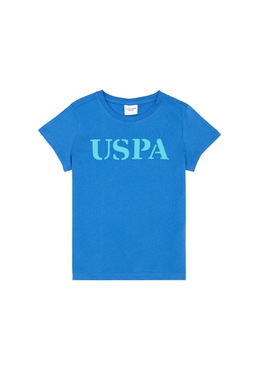 Çocuk Basic Bisiklet Yaka Tişört Saks