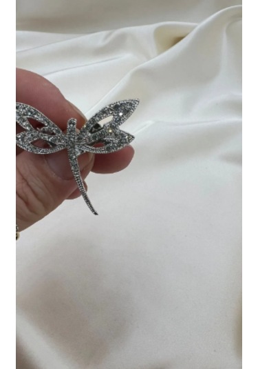 Bb Zirkon Taşlı Yusufcuk Broş Gümüş