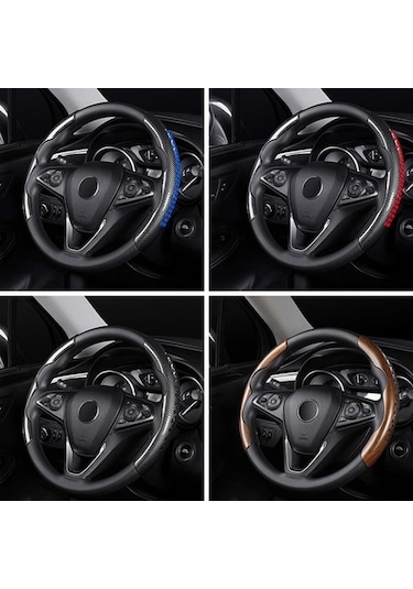 Novahub Kahverengi Karbon Fiber Abs Direksiyon Kılıfı - 38 Cm Evrensel Araba Direksiyon Takviye Kapağı Kahverengi