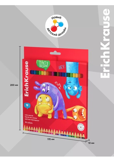 Erichkrause Jolly Friends 24 Renkli Ahşap Renkli Kalemler 189306482 Kırmızı